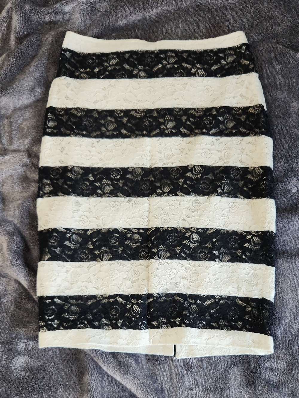 The Limited Black and White Lace Stripe Pencil Skirt